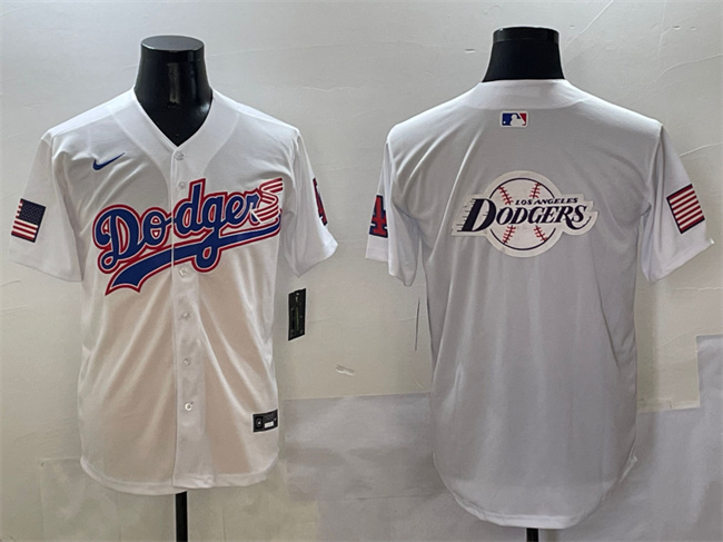 Men's Los Angeles Dodgers Team Big Logo White With American Flag Patch Limited Stitched Baseball Jersey Men's Los Angeles Dodgers Team Big Logo White With American Flag Patch Limited Stitched Baseball Jersey